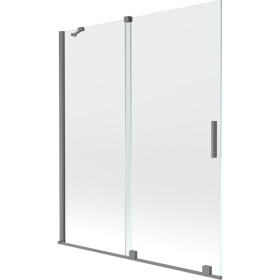 MEXEN/S - Velár dvojkrídlová posuvná vaňová zástena 140 x 150, transparent, grafit metal 896-140-000-01-95