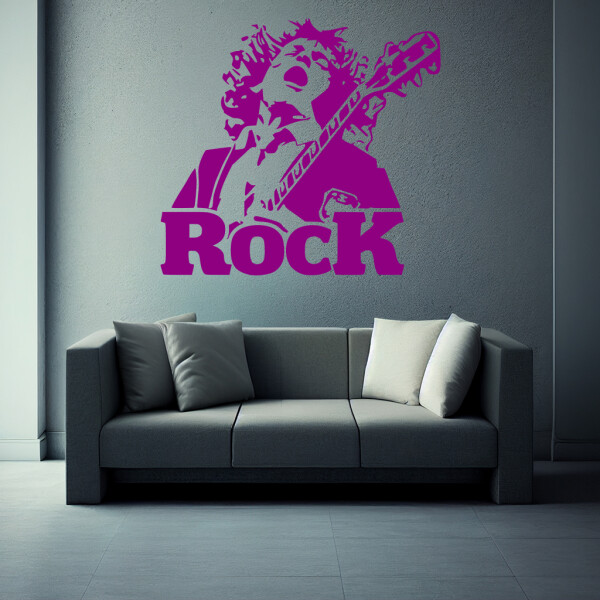 Veselá Stena Samolepka Angus Young AC/DC Farba: fialová, Veľkosť: 60 x 54 cm