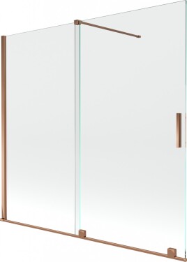 MEXEN/S - Velar Dvojkrídlová posuvná vaňová zástena 170 x 150, transparent, růžové zlato 896-170-000-01-60