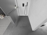 MEXEN/S - Kioto+ Sprchová zástena s poličkou WALK-IN 110 x 200, dekor, grafit metal 800-110-121-95-30