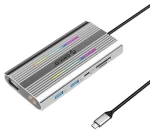 Orico USB-C hub 12v1 RGB šedá / USB-C hub / PD 100W / 2x HDMI 4K 60Hz / VGA / RJ45 Gigabit (ORICO-XDR-X1-SV-BP)