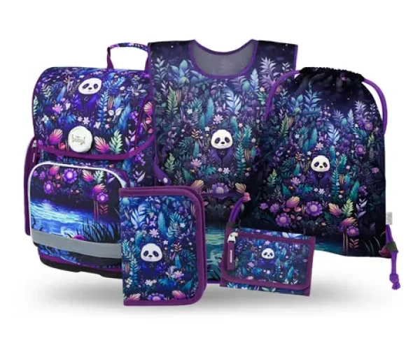 BAAGL SET 5 Ergo Jungle Panda: aktovka, peračník, vrecko, zástera, peňaženka (A-36511)