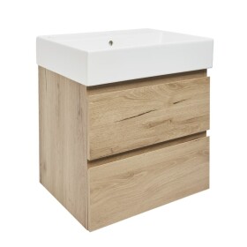 Kúpeľňová skrinka 2 zásuvková s umývadlom SAT B-Way 59x50x45 cm dub mat BWAY260OAKU2BI BWAY260OAKU2BI