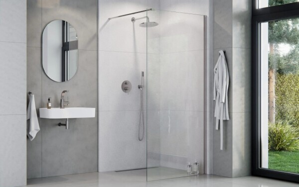 BESCO - Walk-in sprchovací kút AVEO - FARBA rámu - Chróm / Leštený hliník (ALU), Pevná stena - Bez pevnej steny, Rozmer A - 140, Rozmer C - 195, Výplň - Číre bezpečnostné sklo - 8 mm BCAVEO140