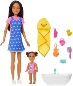 Mattel Bábika Barbie Skipper Klub opatrovateľiek Set s bábätkom a vaničkou (JJB43)