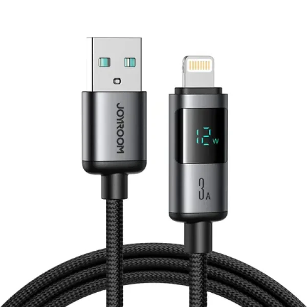 Joyroom S-A16 Pro Prism Series Nabíjací kábel s displejom USB-A (M) - Lightning (M) 3A 1.2m čierna (6956116722586)