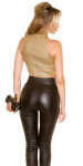 Sexy KouCla Crop Top leather look with deco chain