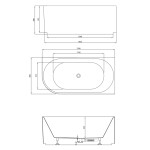 AQUALINE - TIBERA STRIP R rohová stojaca vaňa, 170x80cm, biela E1015G