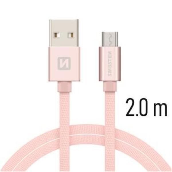 SWISSTEN TEXTILE dátový kábel USB - microUSB 2m ružovo-zlatá (71522305)