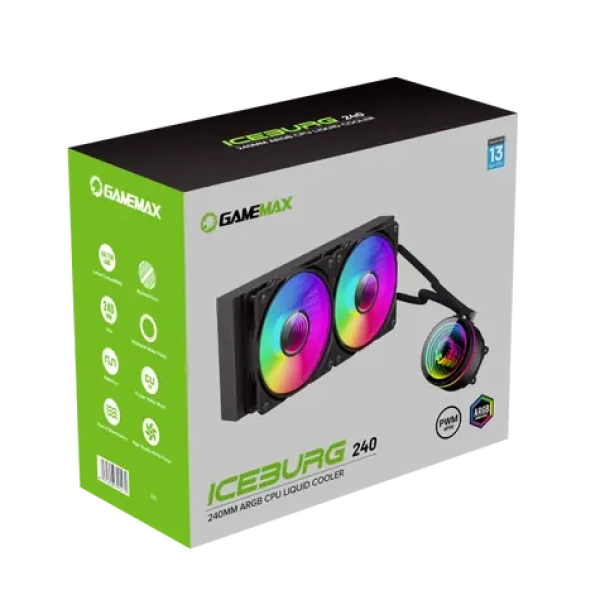Gamemax Iceburg 240 Infinity čierna / AIO vodný chladič CPU / 2x 120 mm / 240 mm radiátor (ICEBURG 240 INFINITY)