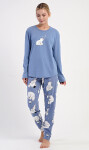 Dámske dlhé pyžamo Medveď a tučniak modrošedá S