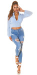 Sexy Highwaist Skinny Jeans "perfect blue" ripped denimblue 44