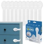 Sipo Bezpečnostné zámky na skrinky a zásvuky, sada 10ks textilná-biela (SPSBS-216)