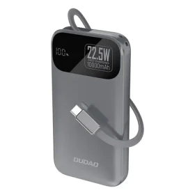 Dudao K31 10000mAh sivá / Powerbanka / so vstavaným káblom / 22.5W (195943)
