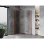MEXEN/S - Mist-F Duo sprchovací kút skladacie dvere ľavá 90 x 85, transparent, meď kartáčovaná 8A6-090L-085P-65-00