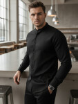 Pánska ležérna čierna košeľa SLIM FIT so stojacím golierom FashionStreet DX2597 XXL