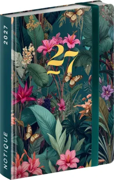 NOTIQUE Tropical Jungle 2027 / Vreckový týždenný diár / 9,8 × 14,5 cm / anglické kalendárium