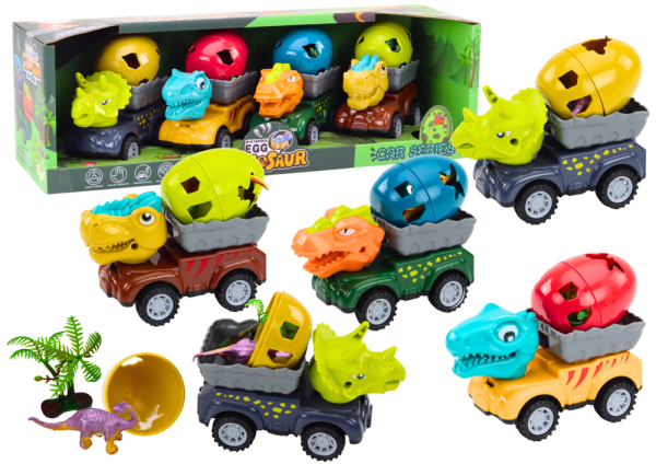 Mamido Auto dinosaurus s vajcom a prívesom Figúrky sada 4 ks
