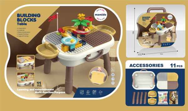 Mamido Mamido Detský stavebnicový stolček s kockami guľôčková dráha MT1601