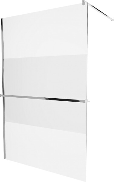 MEXEN/S - KIOTO Sprchová zástena WALK-IN s poličkou a držiakom uterákov 120 x 200, transparent/matné sklo 8 mm, chróm 800-120-121-01-35