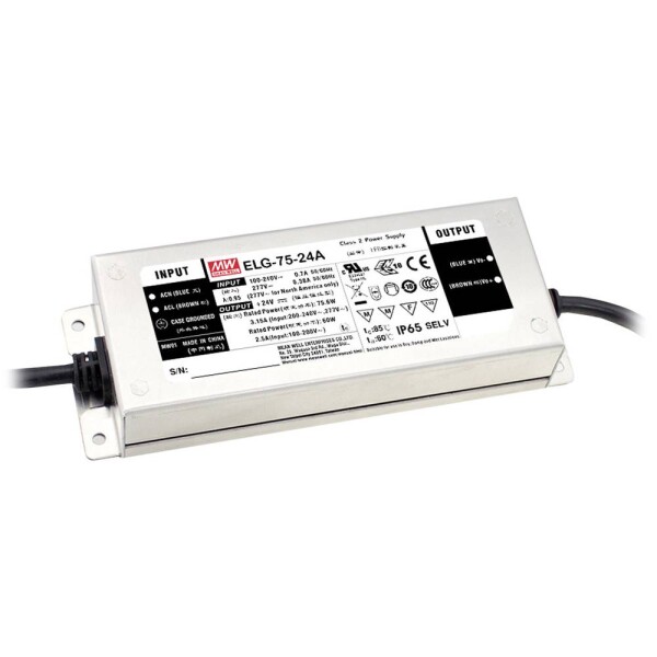 MEAN WELL ELG-75-12AB-3Y LED driver konštantné napätie 60 W 2.5 - 5 A 10.8 - 13.2 V/DC stmievací funkcie 3v1, montáž na nehorľavom povrchu, schválenie nábytku,; ELG-75-12AB-3Y
