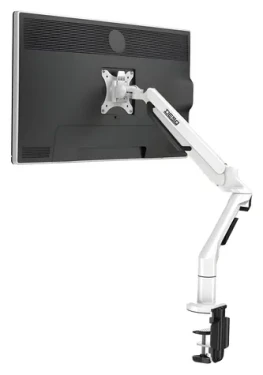 DESQ Držiak na monitor biela / Držiak pre jeden monitor / plynová pružina / VESA 75x75, 100x100 / nosnosť 3-12 kg (1720.01)