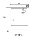 CERANO - Sprchová vanička samonosná štvorcová Piato - liaty mramor - biela lesklá - 80x80 - s nožičkami CER-680573