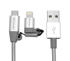 Verbatim 48869 Dátový kábel Lightning/MicroUSB/USB-A 1m strieborná (48869)