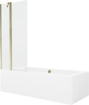 MEXEN/S - Cube obdĺžniková vaňa 180 x 80 cm s panelom + vaňová zástena 80, transparent, złot 550518080X9408115000