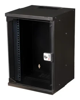 Equip ECO 300x300mm čierna / Nástenný rozvádzač 10" / 9U / sklenené dvere / hĺbka 300 mm (EWM-09-3030-B)
