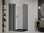 MEXEN/S - Roma sprchovací kút 90x90, grafit, chróm + čierna vanička so sifónom 854-090-090-01-40-4070