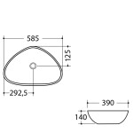 SAPHO - DALMA keramické umývadlo na dosku, 58,5x39cm, carrara 217