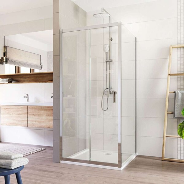 Mereo Sprchovací kút, Lima, štvorec, zasúvací, 100x100 cm, chróm ALU, sklo Číre CK86433K