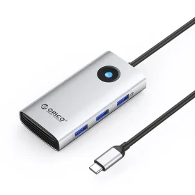 Orico USB-C hub 6v1 strieborná / USB-C hub / 3x USB-A 3.0 / USB-C PD 100W / HDMI 4K 30Hz / RJ45 2.5G Ethernet (6941788814776)