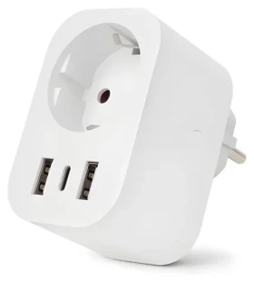 Entac WiFi zásuvkový adaptér biela / Zásuvkový adaptér / 2x USB-A / 1x USB-C / 16 A / 3680 W (ES-SSAUSB-WIBLE)