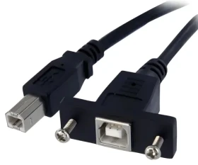 StarTech USB 2.0 kábel s montážou na panel čierna / Kábel / USB B samec-samica / 91 cm / 480 Mbit/s (USBPNLBFBM3)
