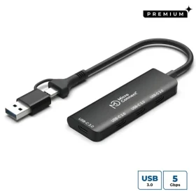 MicroConnect Premium USB-C Hub strieborná / USB hub / 4× USB-C 3.2 Gen 2 / 0,3 m kábel (UC0070-5G-USB-C-4IN1-C)