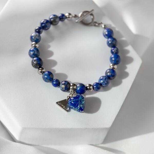 Lampglas Minerálny náramok Sapphire Diva s rýdzim striebrom v perle Lampglas a lapis lazuli BTB6