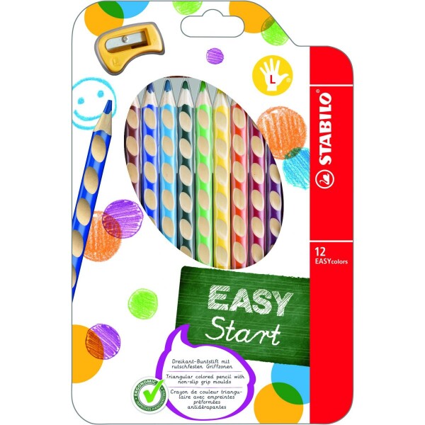 STABILO EASYstart sada 12 pasteliek pre ľavákov s strúhadlom (23936)