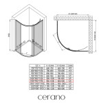 CERANO - Sprchový kout Solero L/P - 6 mm - čtvrtkruh - R550 - chrom, transparentní sklo - 100x90x195 CER-695145