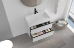 CERANO - Kúpeľňová skrinka Velora - biela matná, úchytka čierna + umývadlo z lit. mramoru s otvorom Vita - biela matná - 70x63x46,5 CER-8050BD83928