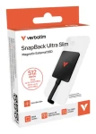 Verbatim SnapBack Ultra Slim SSD 512 GB čierna / Externý SSD / USB-C 3.2 Gen 2x2 / čítanie: 2050 MB/s / zápis: 1900 MB/s (32335)