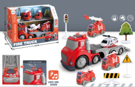 Mamido Mamido Hasičské auto s vlečkou pre najmenších so svetlami a zvukmi Fire Truck Transport