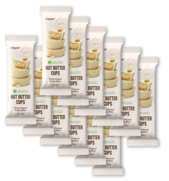 Vilgain Nut Butter Cups BIO – 12× Arašidové maslo v bielej čokoláde 39 g (3 x 13 g)