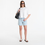 Tričko Calvin Klein Jeans Ss Cropped Boxy Satin Floral Tee Bright White XS