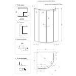 INVENA - Sprchovací kút štvrťkruh MARBELLA, profil: chróm, sklo frosted 80x80cm AK-46-181-O