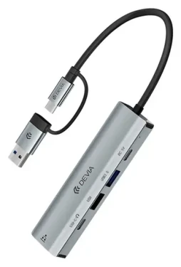 Devia USB-C Hub Pro EC701 tmavo šedá / USB hub / 5 v 1 (6942297129429)