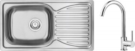 DEANTE DEANTE - Doppio nerez satin - Nerezový drez vrátane batérie, 1 - bowl s odkvapkávačom ZENB0113