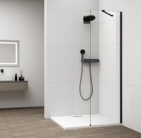 POLYSAN - ESCA BLACK MATT jednodielna sprchová zástena na inštaláciu k stene, číre sklo, 600 ES1060-02