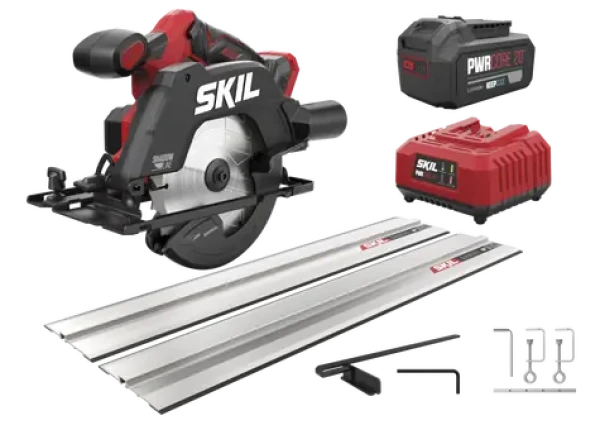 SKIL RED 3551AB / Aku okružná píla / 20 V / 1x 4,0 Ah / s vodiacou lištou (SW1E3551AB)